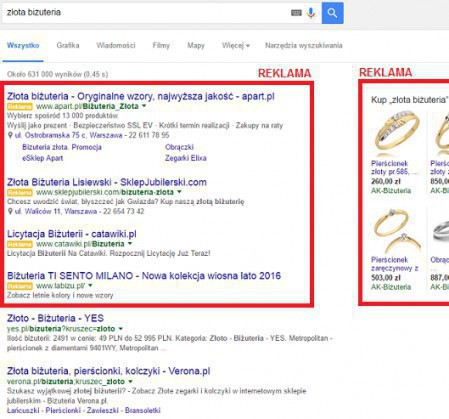 Wyniki Google dla frazy: złota biżuteria
