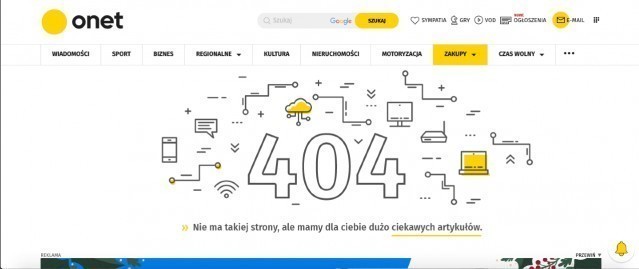 Strona błędu 404 onet.pl