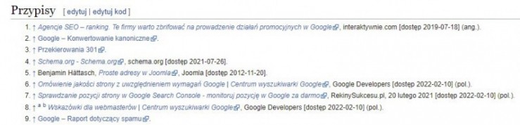Przypisy do artykułu w Wikipedii